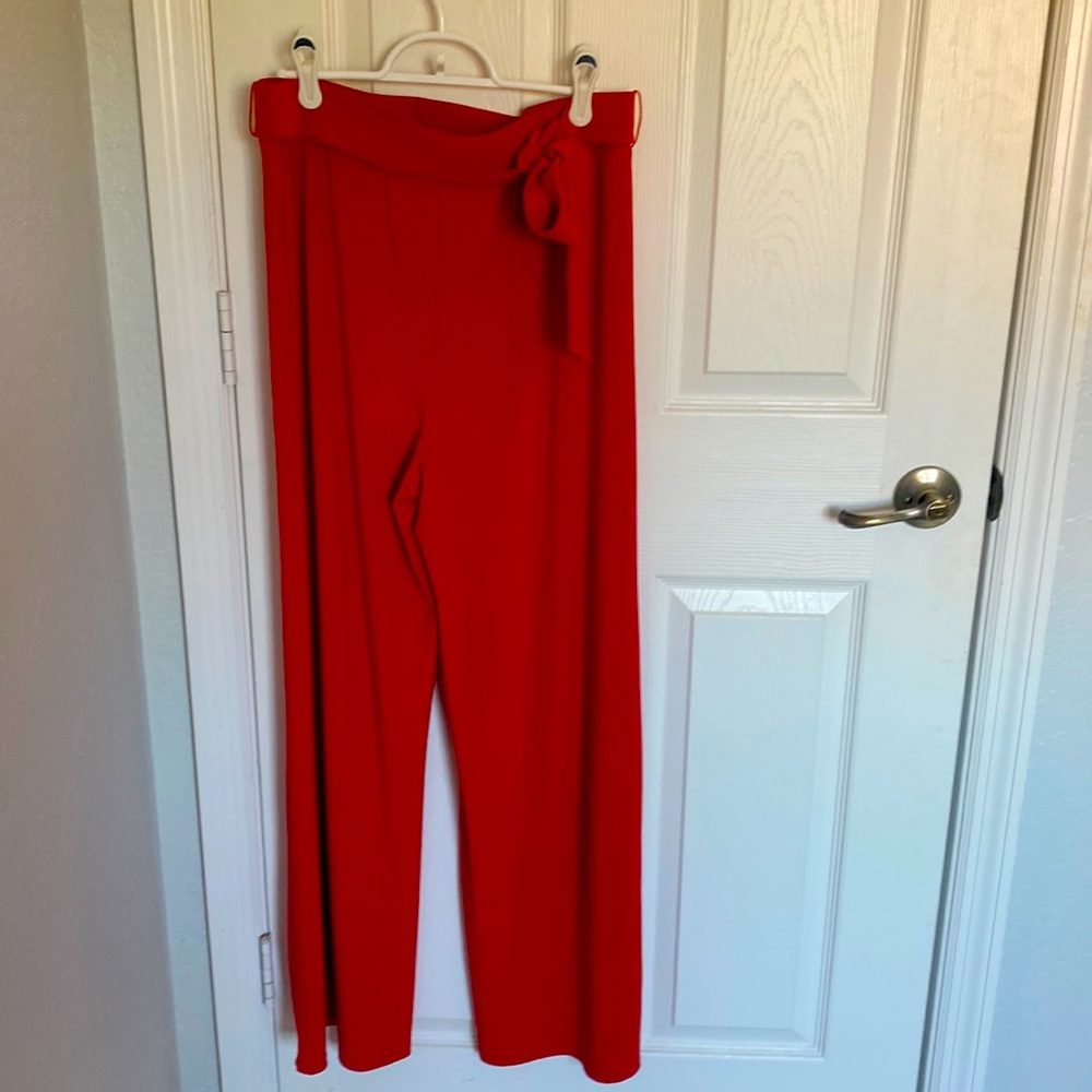 White House Black Market Womens Stretch Wide Leg Pant with Tie Waist